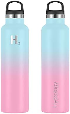 H2 הידרולוגיה בקבוק מי פה צר עם 3 מכסים | בקבוק מים מפלדת אל חלד מבודדת קיר כפול קיר | בקבוק מי ספורט | הוכחת דליפה חמה
